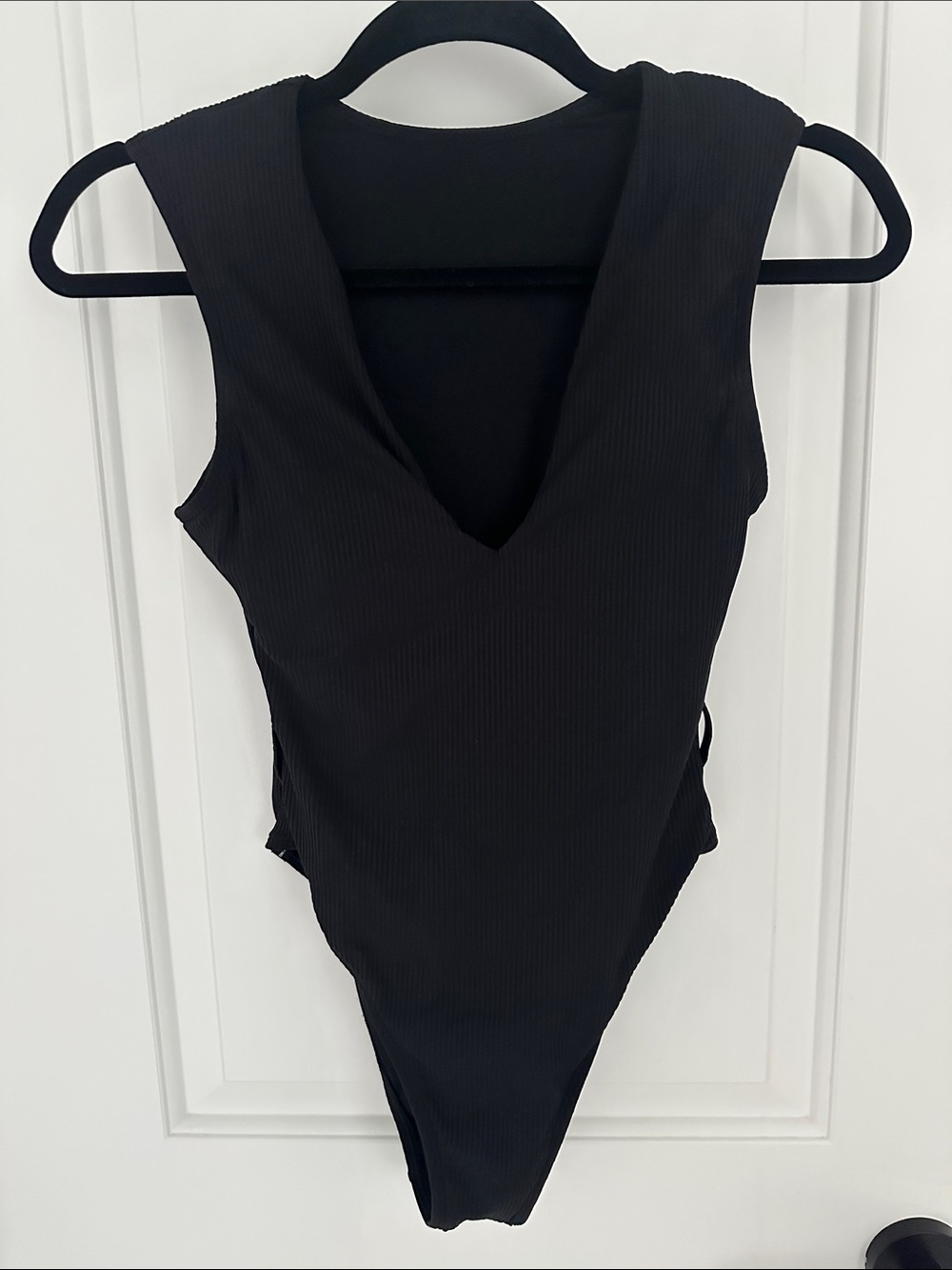 Body Glove Black Ribbed V-Neck One-Piece Swimsuit
